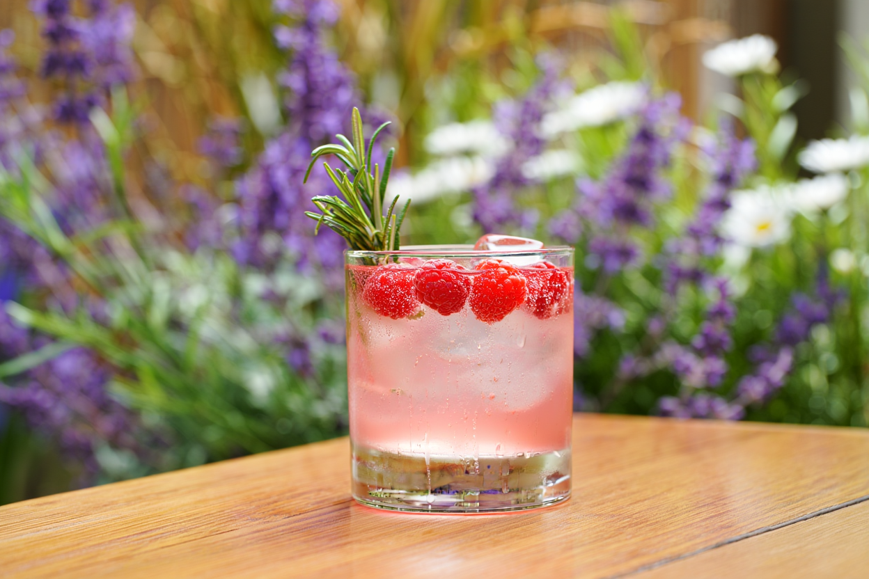 Framboise Fizz: Gin sans alcool x OSAN Bulles Romarin-Framboise