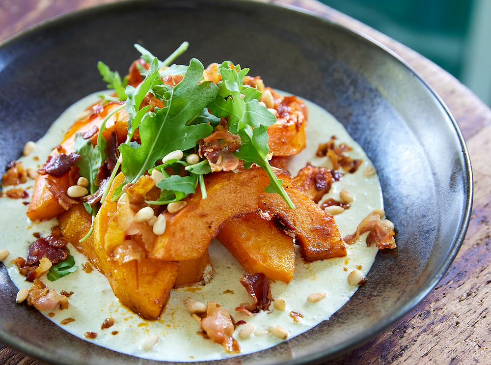Butternut grillé, crème à l’estragon et pancetta